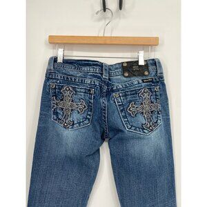 Miss Me Jeans Size 27 JP540052 Skinny Cut Embellished CROSS Flap Pockets